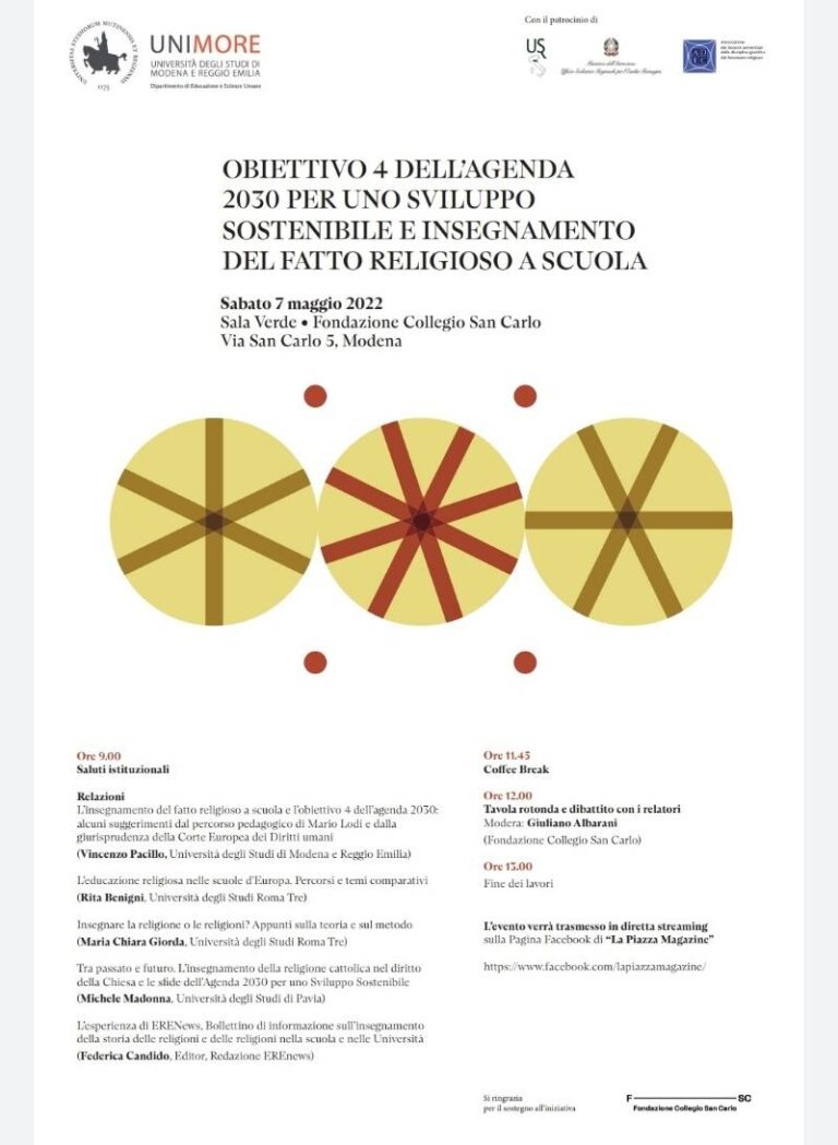 Report conference “Obiettivo 4 dell’Agenda 2030 per uno sviluppo sostenibile e insegnamento del fatto religioso a scuola”